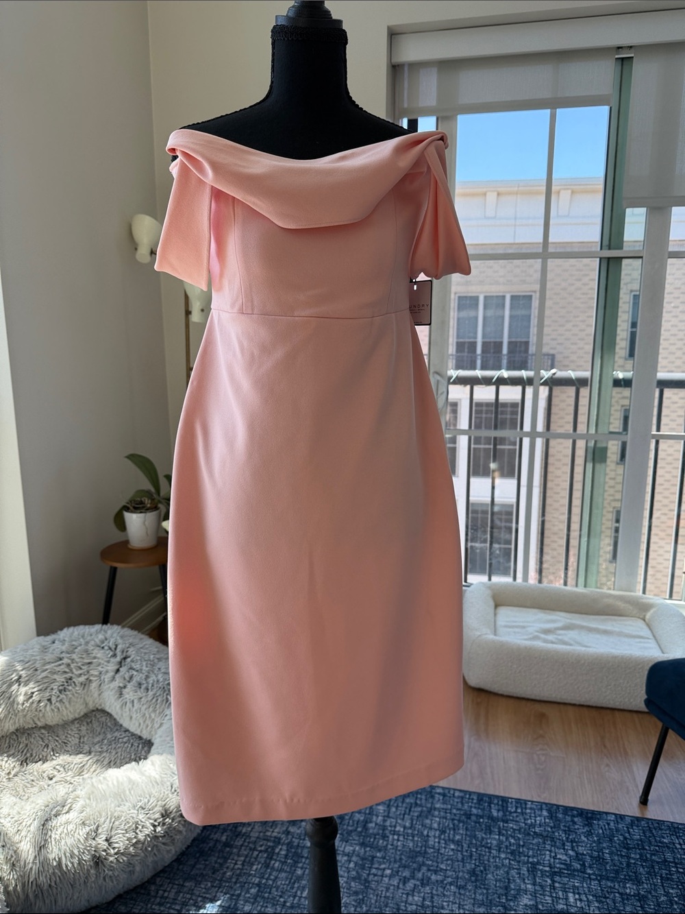 Laundry By Shelli Segal Blush Pink One-Shoulder Sheath Dress
